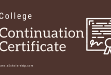 College Continuation Certificate Format, Sample, Example, Template Download