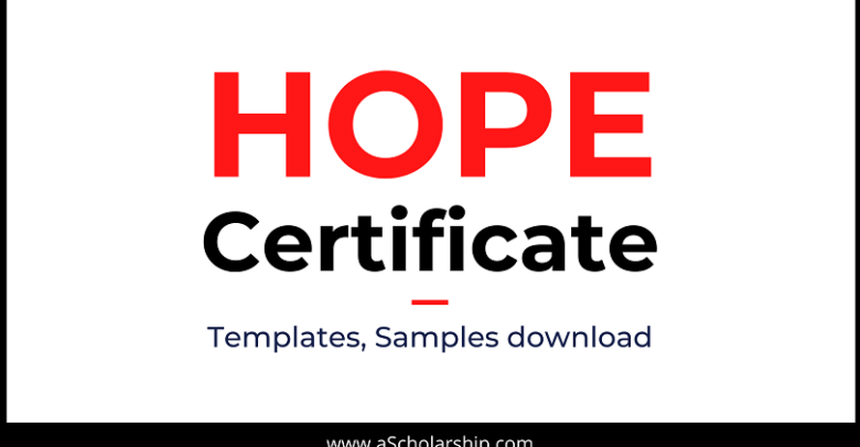 Hope Certificate Format, Template, Specimen, Sample Download