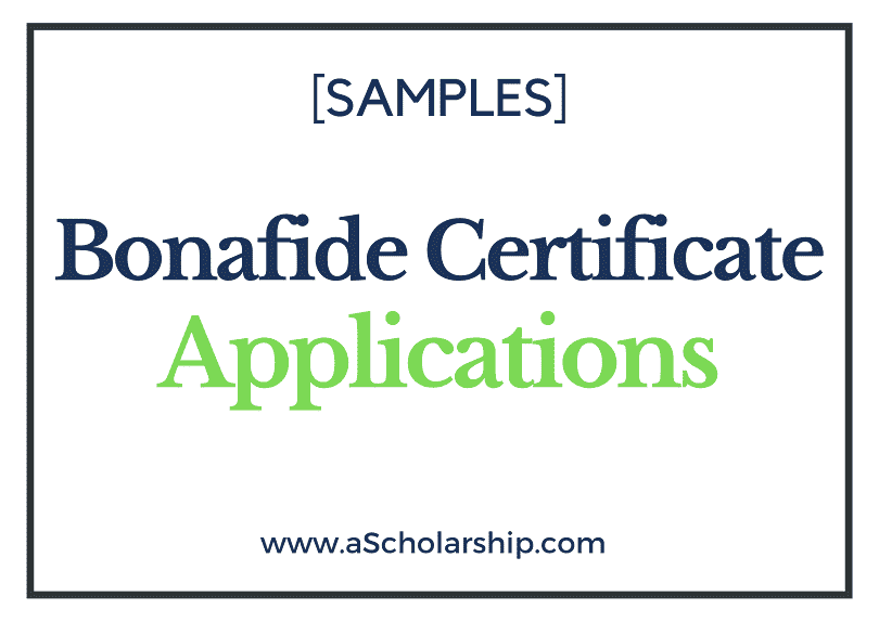 Application for Bonafide Certificate Samples
